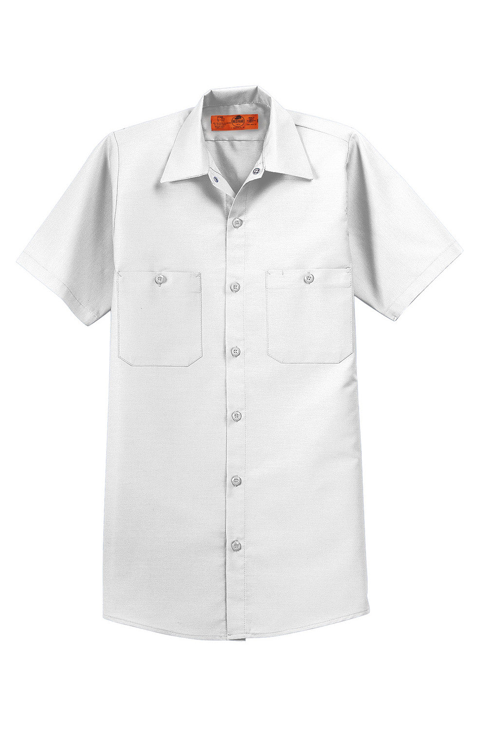 Red Kap SP24/SP24LONG Mens Industrial Moisture Wicking Short Sleeve Button Down Shirt w/ Double Pockets White Flat Front