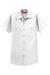 Red Kap SP24/SP24LONG Mens Industrial Moisture Wicking Short Sleeve Button Down Shirt w/ Double Pockets White Flat Front