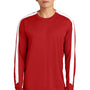 Sport-Tek Mens Moisture Wicking Competitor United Long Sleeve Crewneck T-Shirt - Deep Red/White