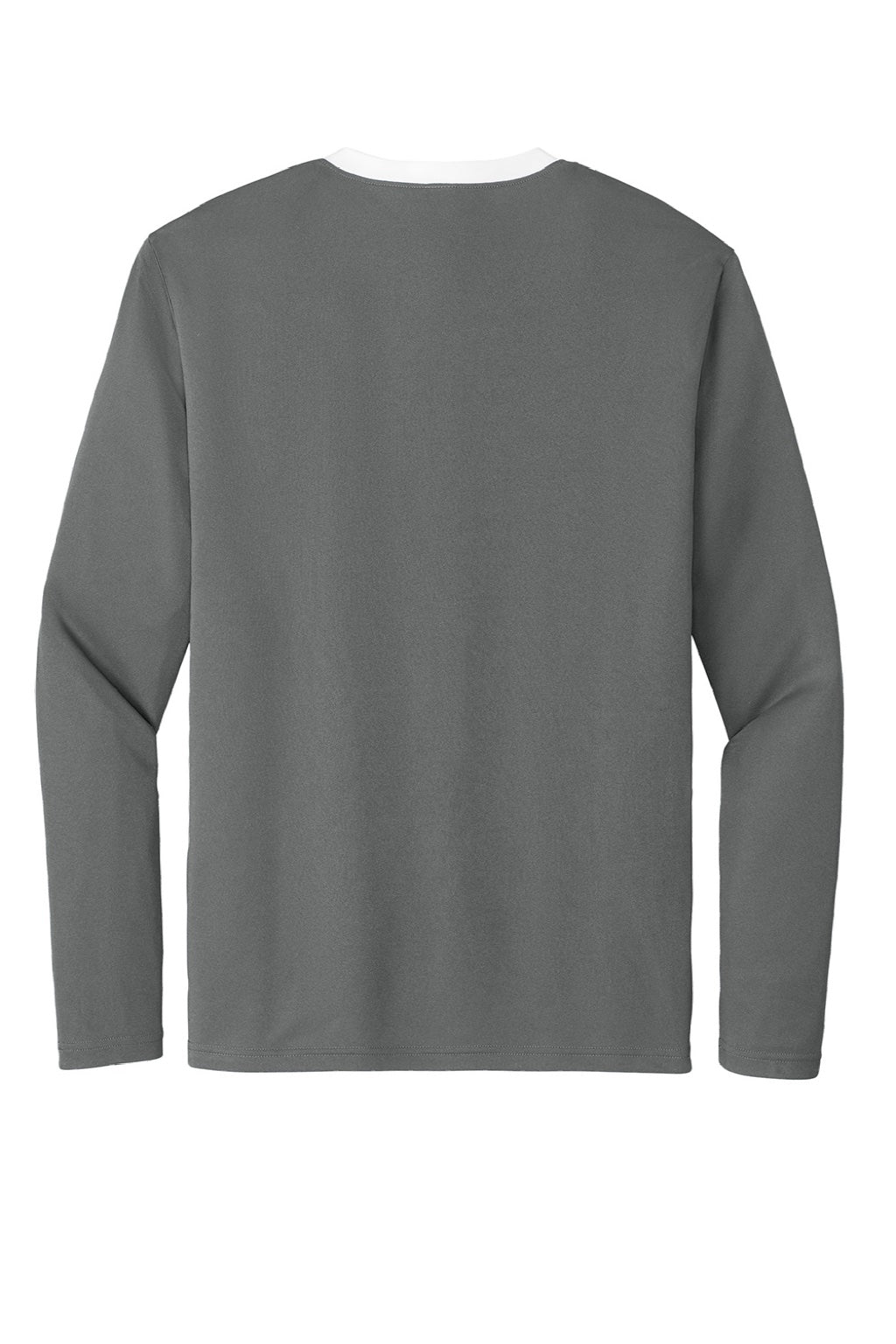 Sport-Tek ST100LS Mens Moisture Wicking Competitor United Long Sleeve Crewneck T-Shirt Iron Grey/White Flat Back