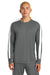 Sport-Tek ST100LS Mens Moisture Wicking Competitor United Long Sleeve Crewneck T-Shirt Iron Grey/White Model Front