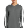Sport-Tek Mens Moisture Wicking Competitor United Long Sleeve Crewneck T-Shirt - Iron Grey/White