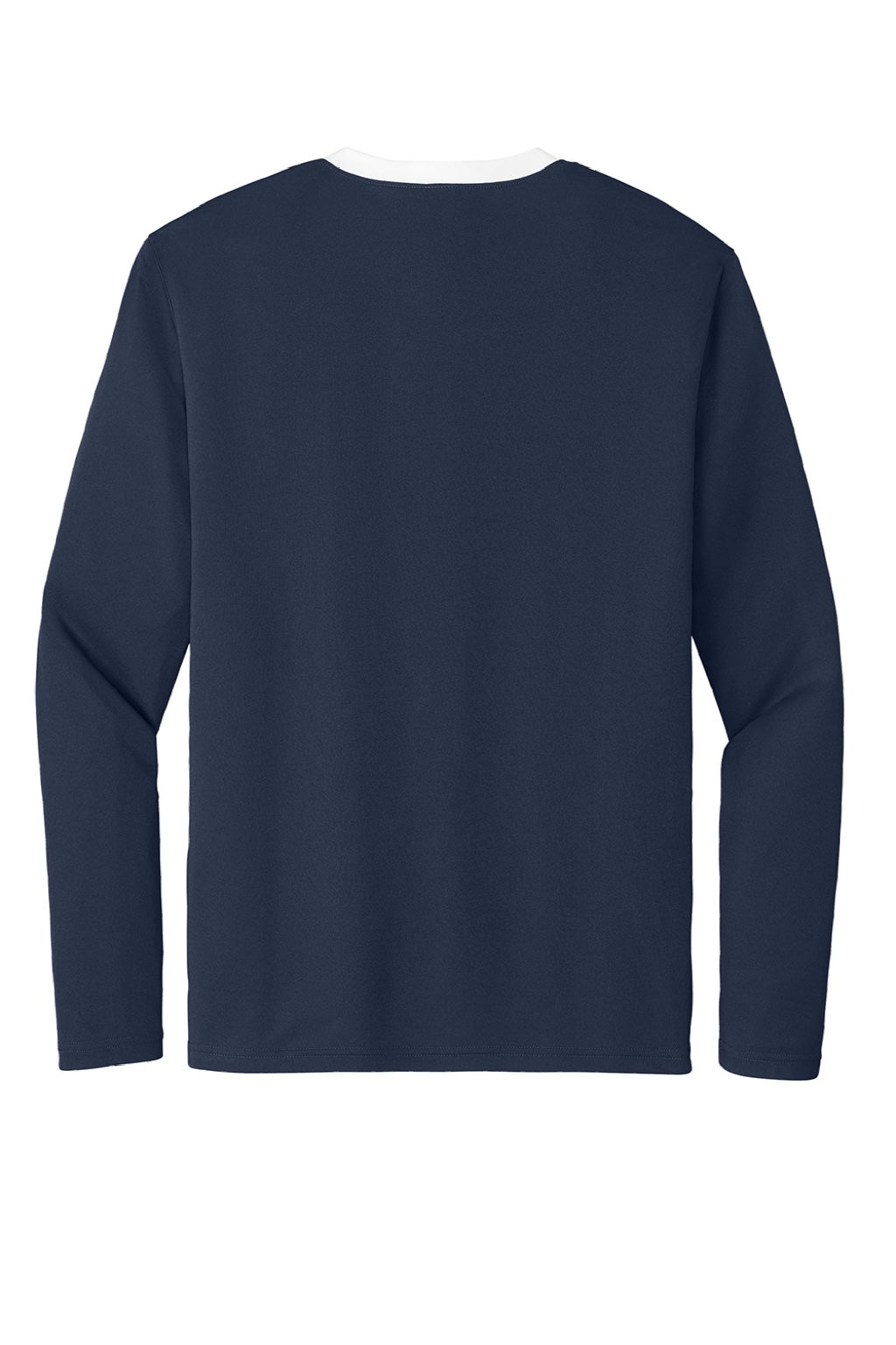 Sport-Tek ST100LS Mens Moisture Wicking Competitor United Long Sleeve Crewneck T-Shirt True Navy Blue/White Flat Back