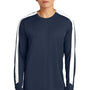 Sport-Tek Mens Moisture Wicking Competitor United Long Sleeve Crewneck T-Shirt - True Navy Blue/White