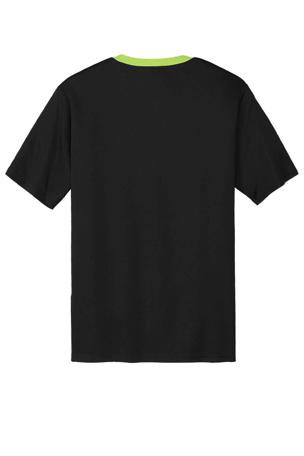 Sport-Tek ST100 Mens Moisture Wicking Competitor United Short Sleeve Crewneck T-Shirt Black/Lime Shock Green Flat Back