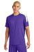 Sport-Tek ST100 Mens Moisture Wicking Competitor United Short Sleeve Crewneck T-Shirt Purple/White Model Front