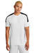 Sport-Tek ST100 Mens Moisture Wicking Competitor United Short Sleeve Crewneck T-Shirt White/Black Model Front