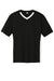 Sport-Tek ST101 Mens Moisture Wicking Competitor United Short Sleeve V-Neck T-Shirt Black/White Flat Front