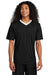 Sport-Tek ST101 Mens Moisture Wicking Competitor United Short Sleeve V-Neck T-Shirt Black/White Model Front