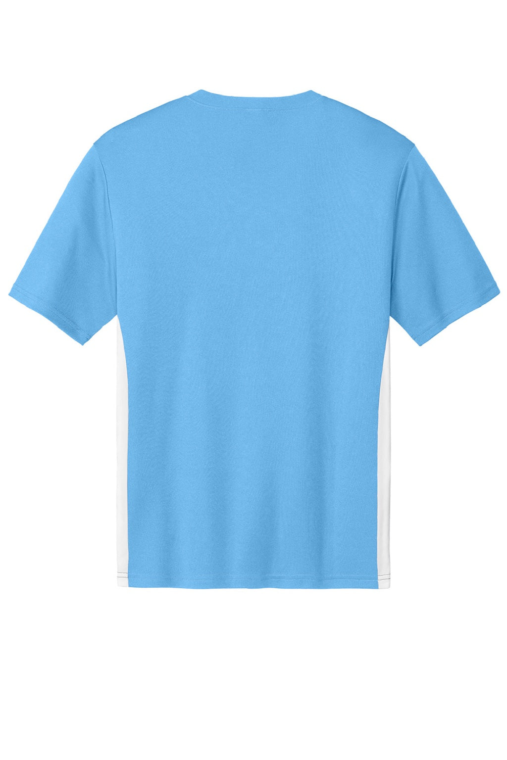 Sport-Tek ST101 Mens Moisture Wicking Competitor United Short Sleeve V-Neck T-Shirt Carolina Blue/White Flat Back