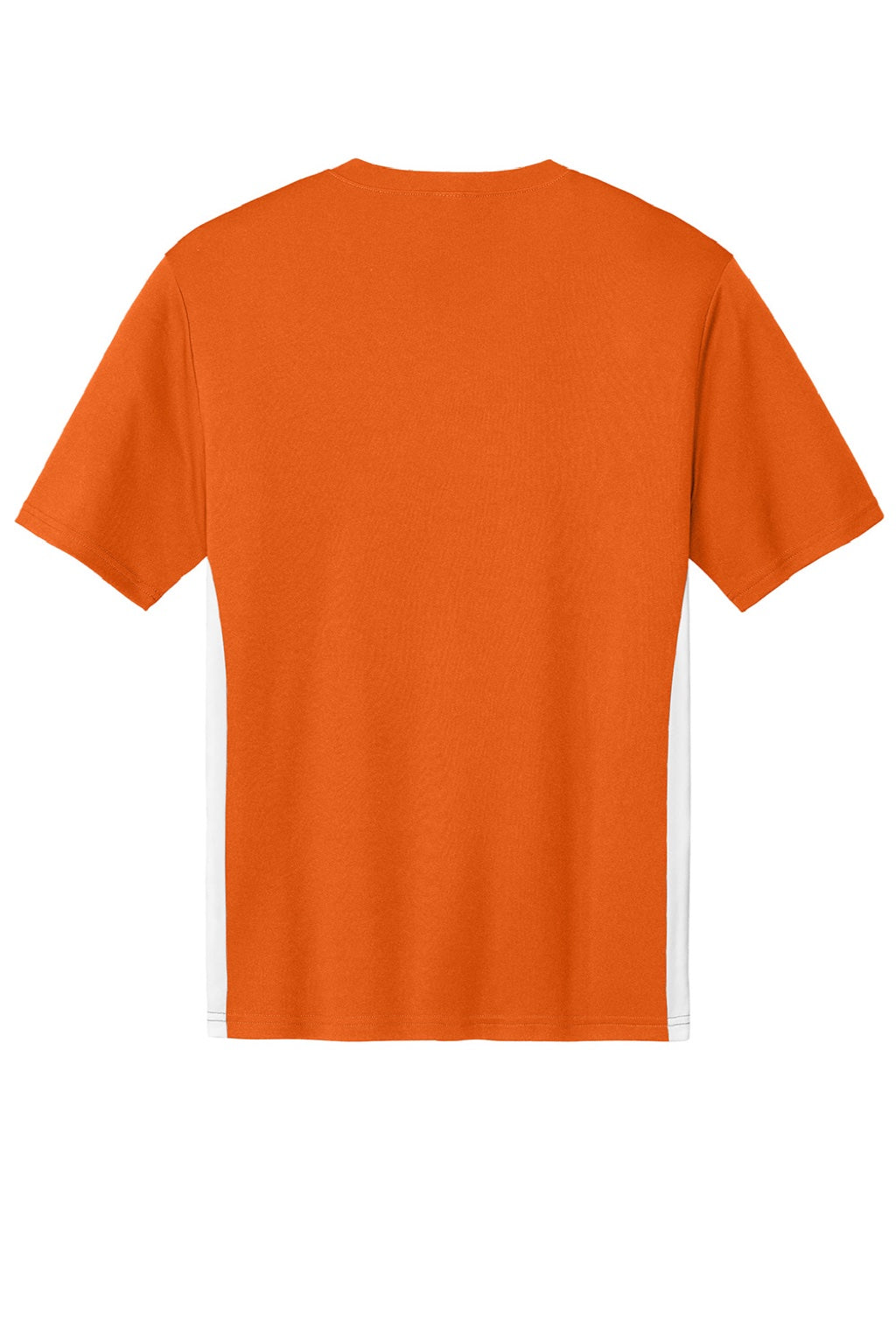 Sport-Tek ST101 Mens Moisture Wicking Competitor United Short Sleeve V-Neck T-Shirt Deep Orange/White Flat Back