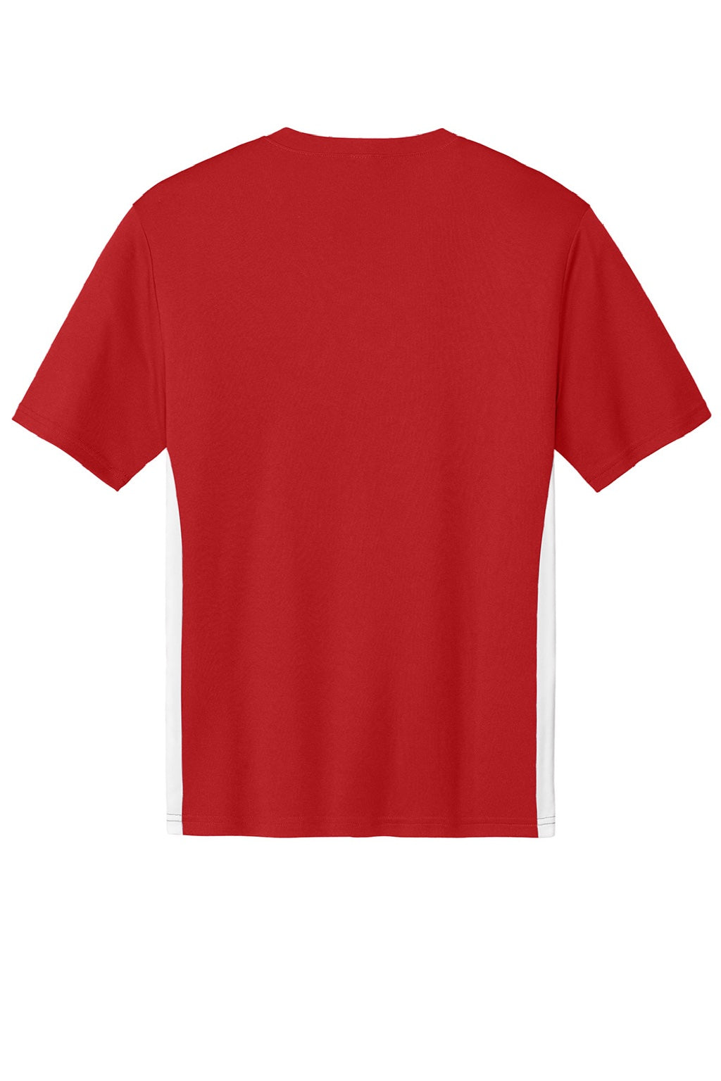 Sport-Tek ST101 Mens Moisture Wicking Competitor United Short Sleeve V-Neck T-Shirt Deep Red/White Flat Back