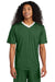Sport-Tek ST101 Mens Moisture Wicking Competitor United Short Sleeve V-Neck T-Shirt Forest Green/White Model Front