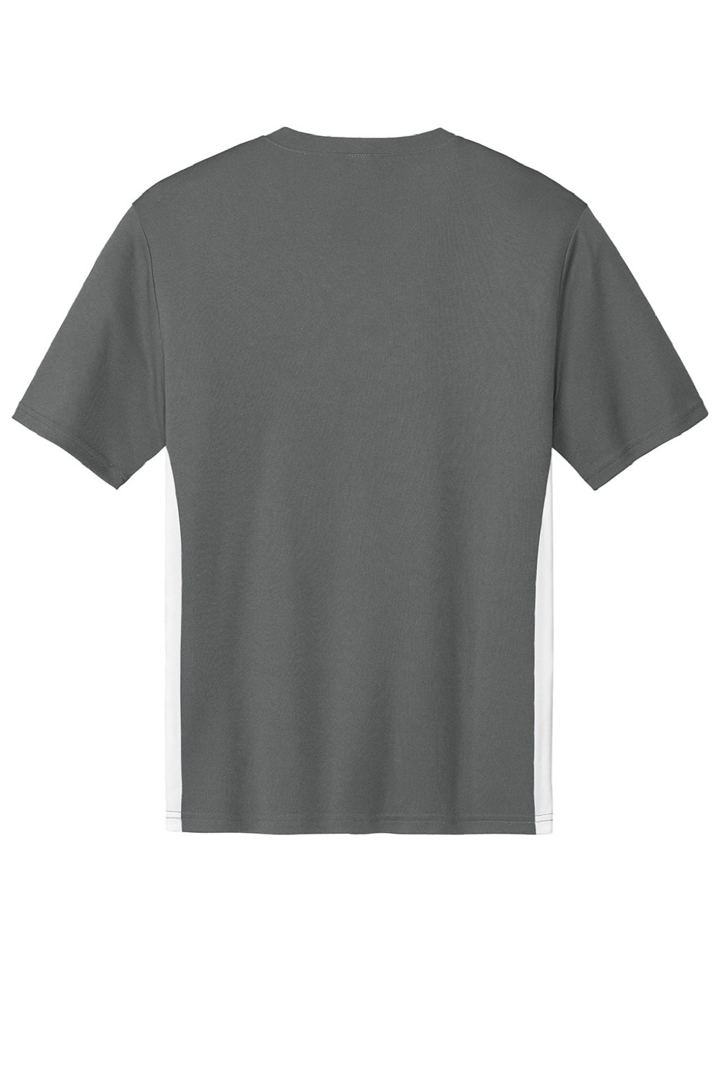 Sport-Tek ST101 Mens Moisture Wicking Competitor United Short Sleeve V-Neck T-Shirt Iron Grey/White Flat Back