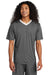 Sport-Tek ST101 Mens Moisture Wicking Competitor United Short Sleeve V-Neck T-Shirt Iron Grey/White Model Front