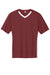 Sport-Tek ST101 Mens Moisture Wicking Competitor United Short Sleeve V-Neck T-Shirt Maroon/White Flat Front