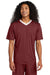 Sport-Tek ST101 Mens Moisture Wicking Competitor United Short Sleeve V-Neck T-Shirt Maroon/White Model Front