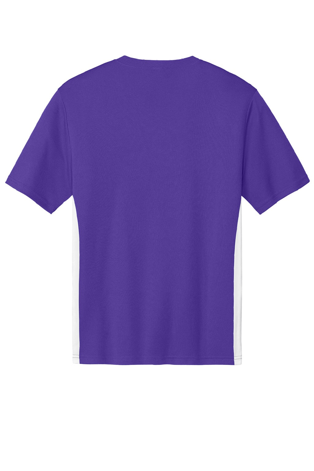 Sport-Tek ST101 Mens Moisture Wicking Competitor United Short Sleeve V-Neck T-Shirt Purple/White Flat Back