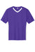 Sport-Tek ST101 Mens Moisture Wicking Competitor United Short Sleeve V-Neck T-Shirt Purple/White Flat Front