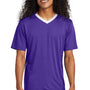 Sport-Tek Mens Moisture Wicking Competitor United Short Sleeve V-Neck T-Shirt - Purple/White