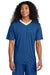 Sport-Tek ST101 Mens Moisture Wicking Competitor United Short Sleeve V-Neck T-Shirt Royal Blue/White Model Front