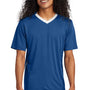 Sport-Tek Mens Moisture Wicking Competitor United Short Sleeve V-Neck T-Shirt - Royal Blue/White - Closeout
