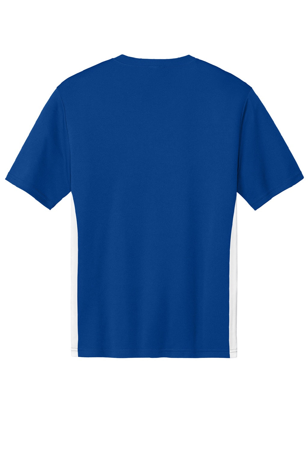 Sport-Tek ST101 Mens Moisture Wicking Competitor United Short Sleeve V-Neck T-Shirt True Royal Blue/White Flat Back