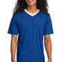 Sport-Tek Mens Moisture Wicking Competitor United Short Sleeve V-Neck T-Shirt - True Royal Blue/White
