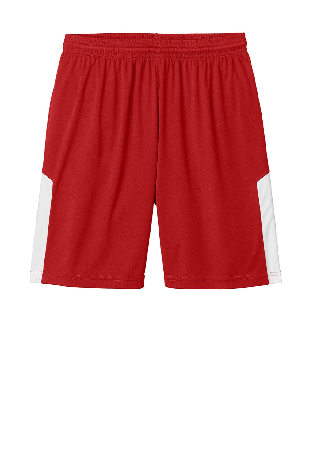 Sport-Tek ST103 Mens Moisture Wicking Competitor United Athletic Shorts Deep Red/White Flat Front