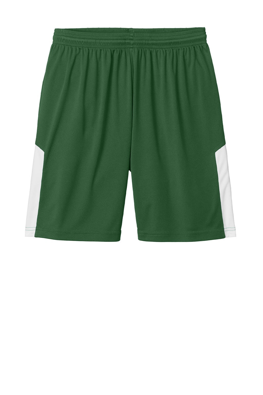 Sport-Tek ST103 Mens Moisture Wicking Competitor United Athletic Shorts Forest Green/White Flat Front