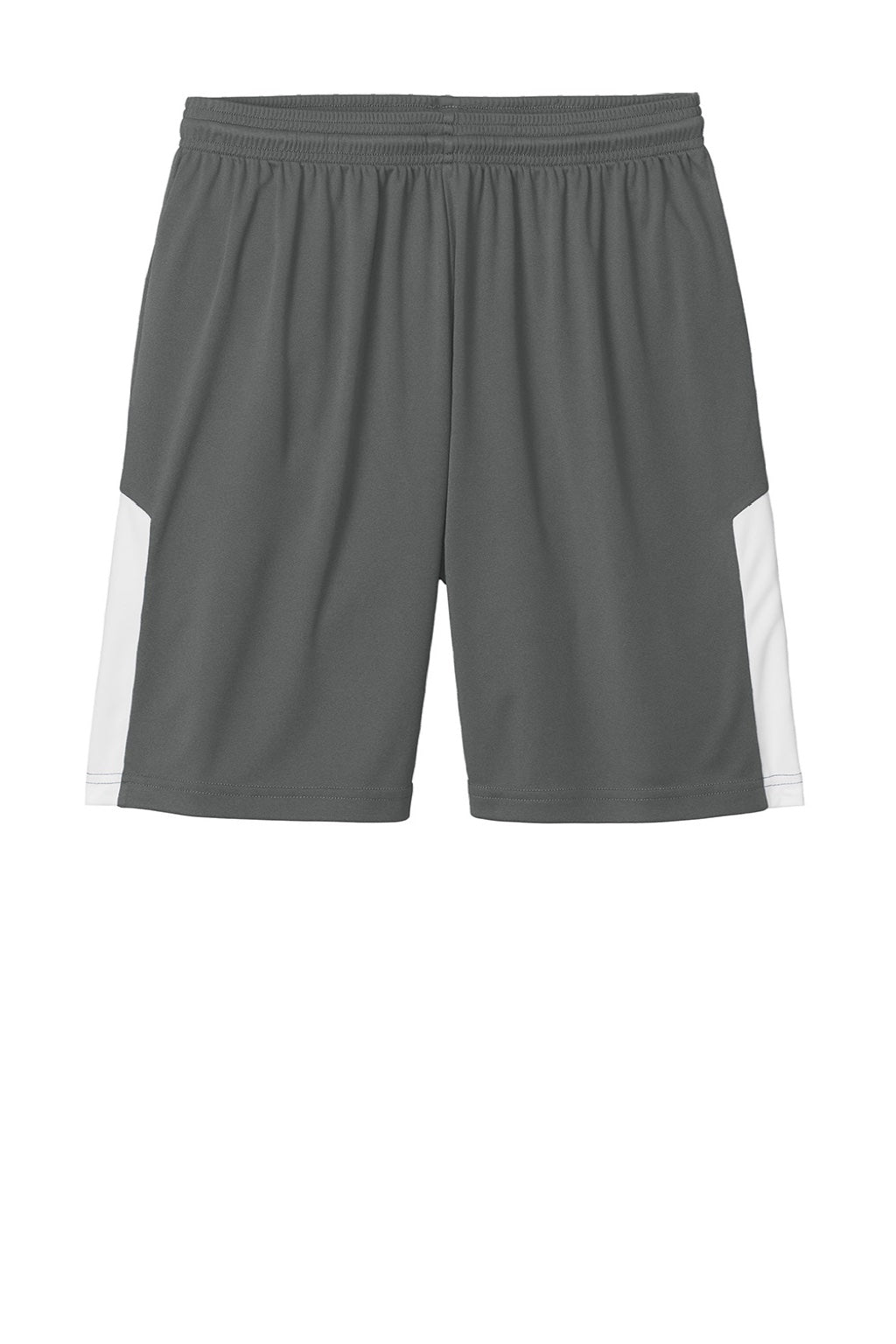 Sport-Tek ST103 Mens Moisture Wicking Competitor United Athletic Shorts Iron Grey/White Flat Front