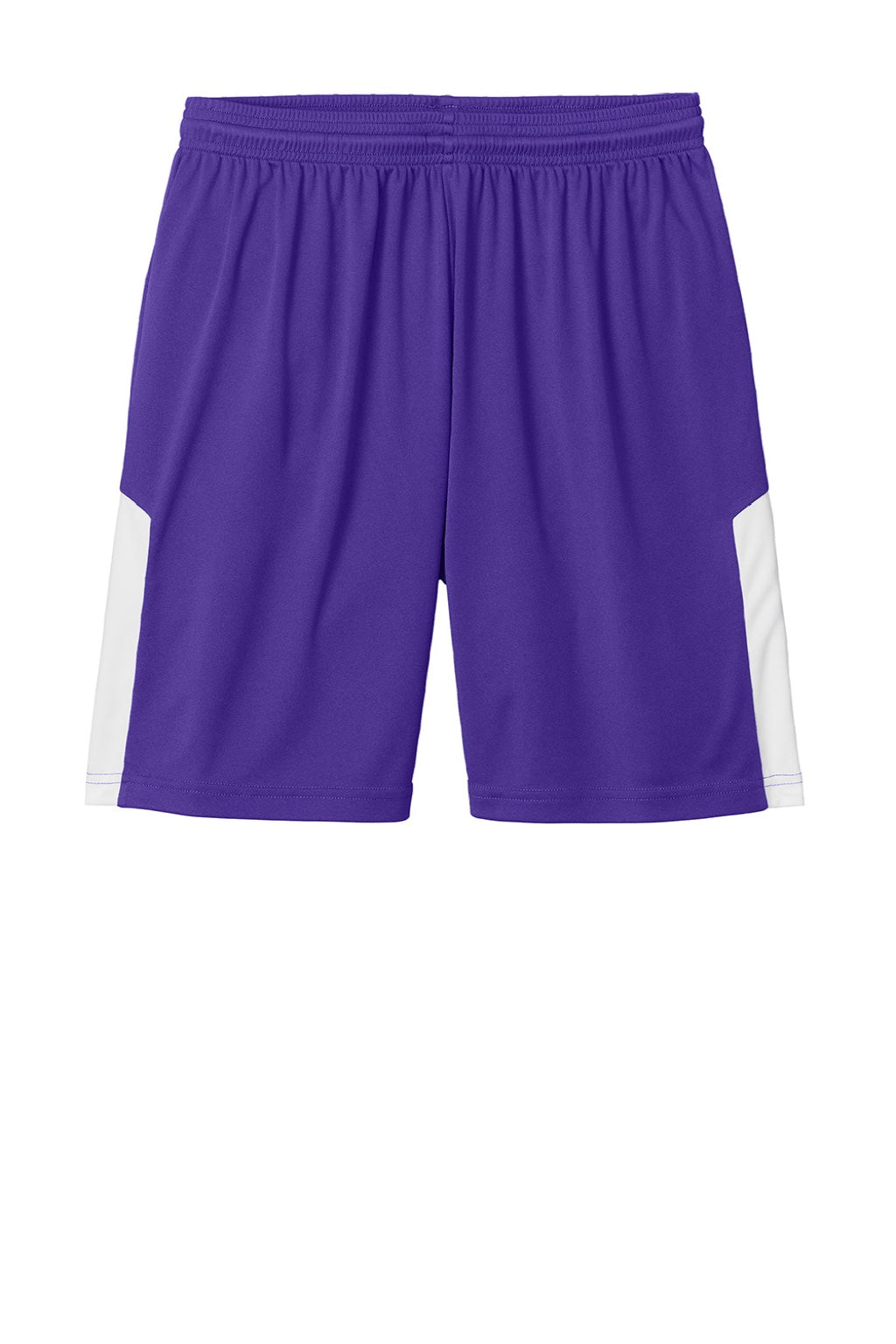 Sport-Tek ST103 Mens Moisture Wicking Competitor United Athletic Shorts Purple/White Flat Front