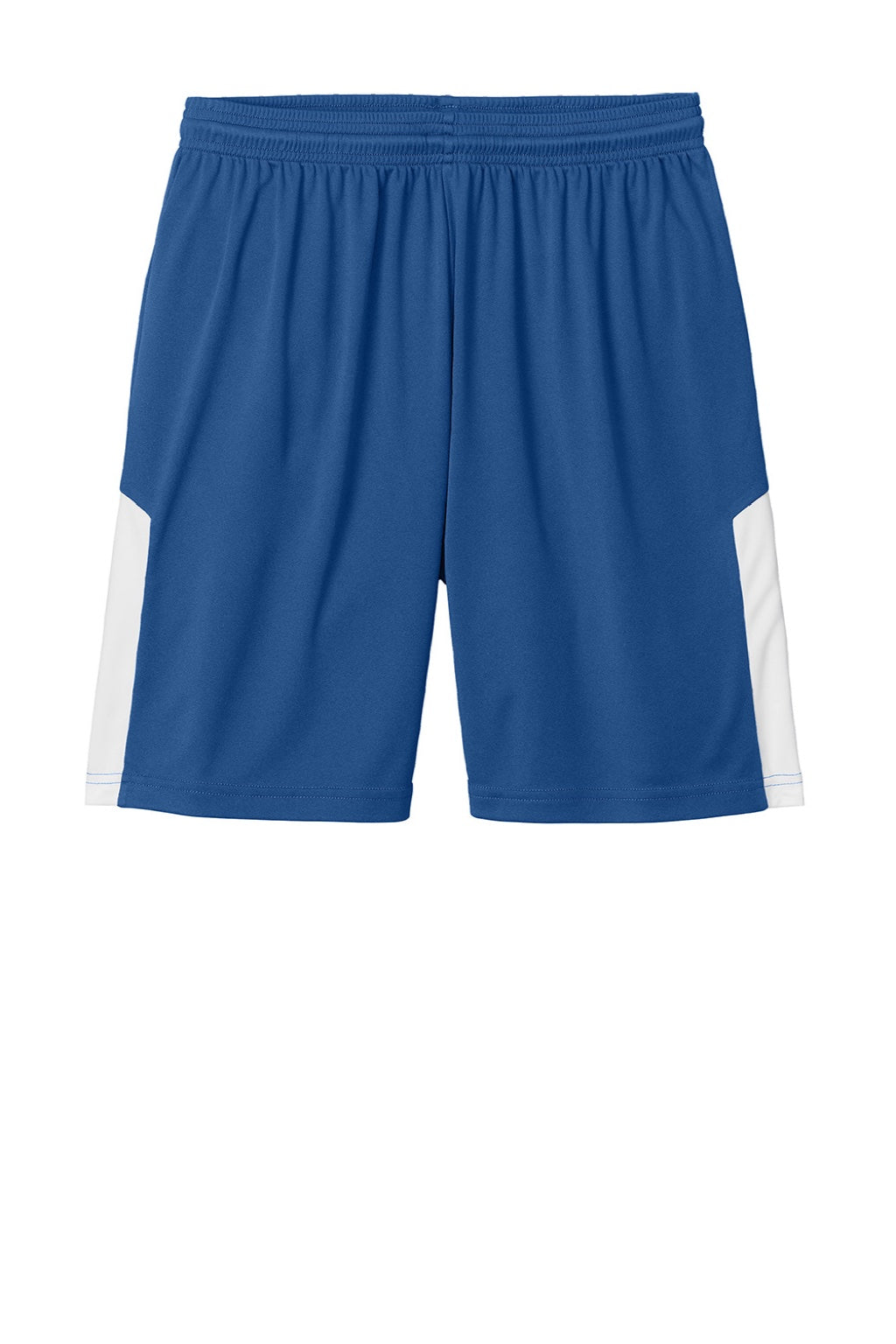 Sport-Tek ST103 Mens Moisture Wicking Competitor United Athletic Shorts Royal Blue/White Flat Front