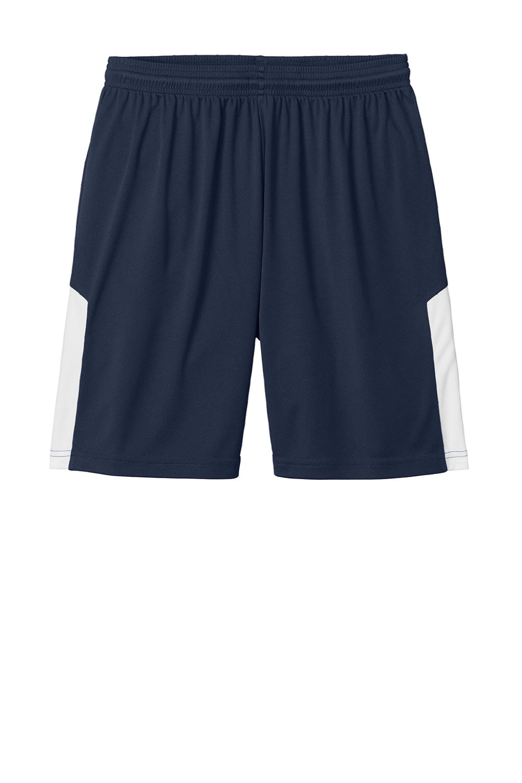 Sport-Tek ST103 Mens Moisture Wicking Competitor United Athletic Shorts True Navy Blue/White Flat Front