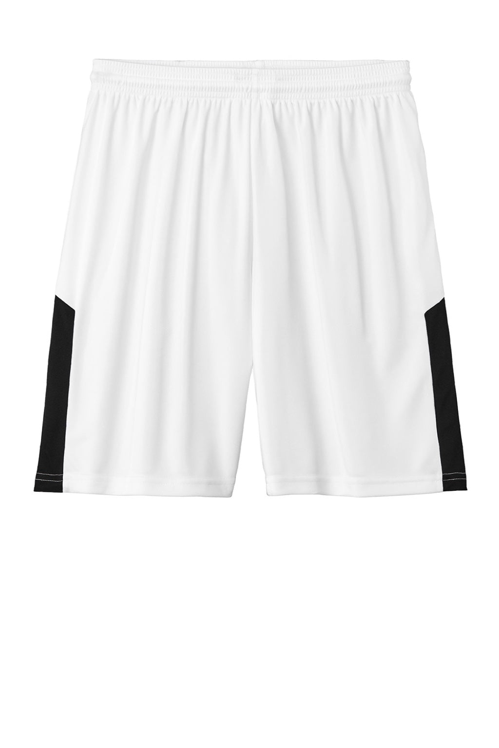 Sport-Tek ST103 Mens Moisture Wicking Competitor United Athletic Shorts White/Black Flat Front