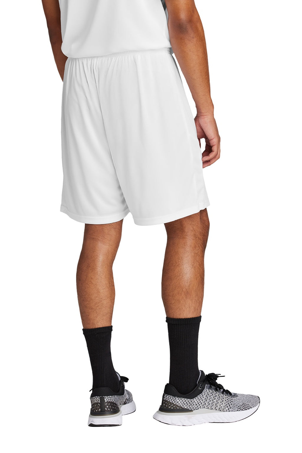 Sport-Tek ST103 Mens Moisture Wicking Competitor United Athletic Shorts White Model Back