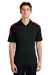 Sport-Tek ST104 Mens Moisture Wicking Competitor United Short Sleeve Polo Shirt Black/Deep Red Model Front