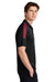 Sport-Tek ST104 Mens Moisture Wicking Competitor United Short Sleeve Polo Shirt Black/Deep Red Model Side