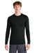 Sport-Tek ST120LS Mens PosiCharge Compression Long Sleeve Crewneck T-Shirt Black Model Front