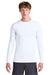 Sport-Tek ST120LS Mens PosiCharge Compression Long Sleeve Crewneck T-Shirt White Model Front
