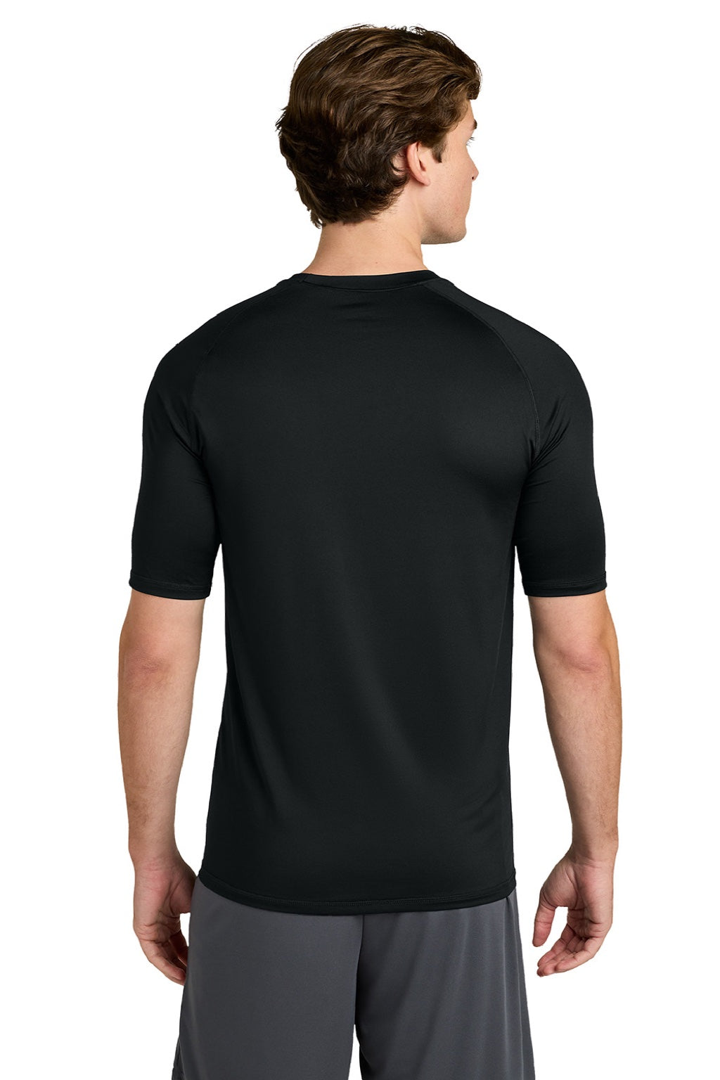 Sport-Tek ST120 Mens PosiCharge Compression Short Sleeve Crewneck T-Shirt Black Model Back