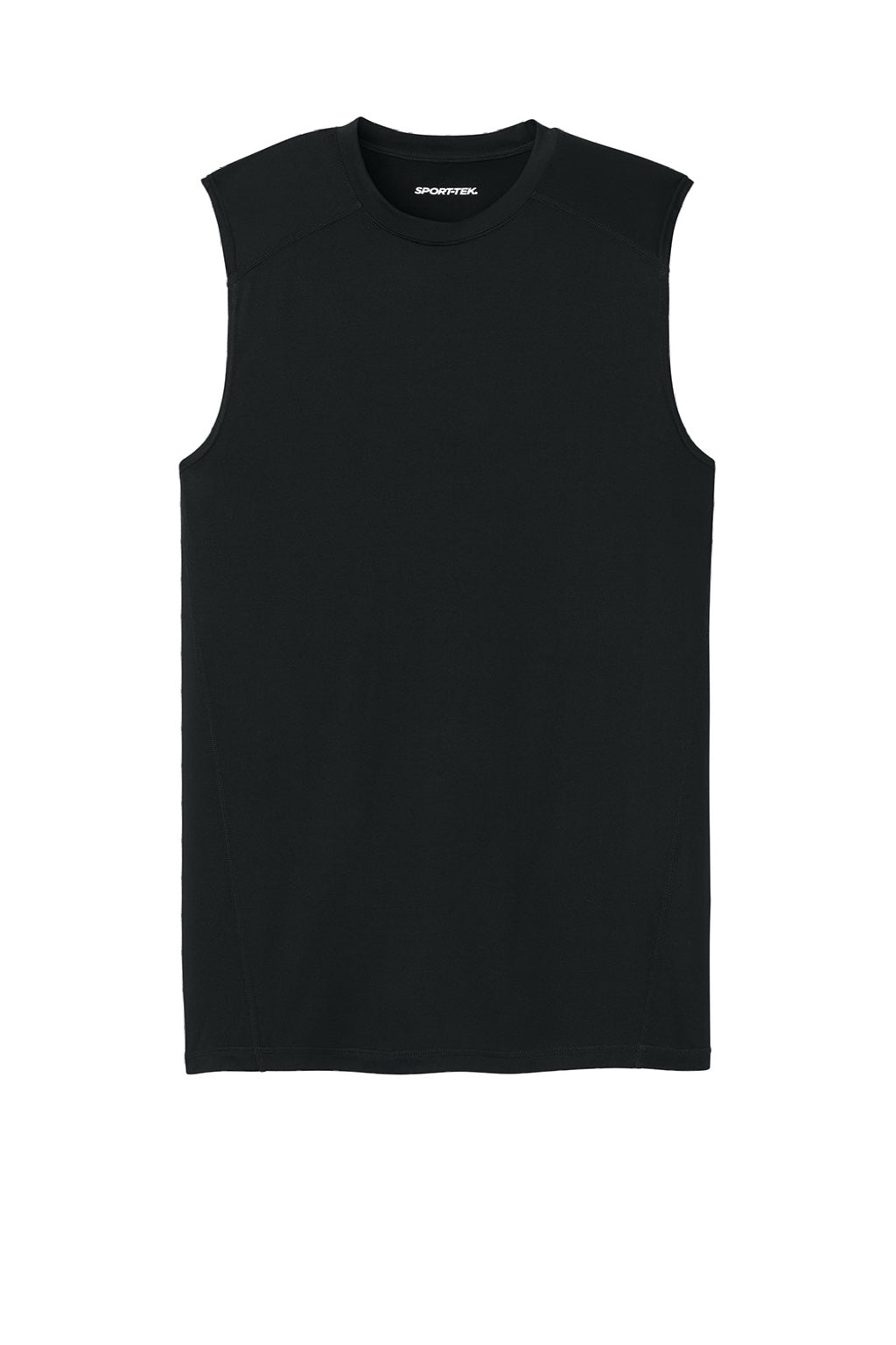 Sport-Tek ST121SL Mens PosiCharge Compression Tank Top Black Flat Front