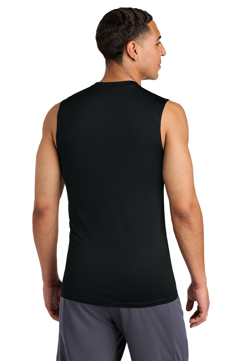 Sport-Tek ST121SL Mens PosiCharge Compression Tank Top Black Model Back