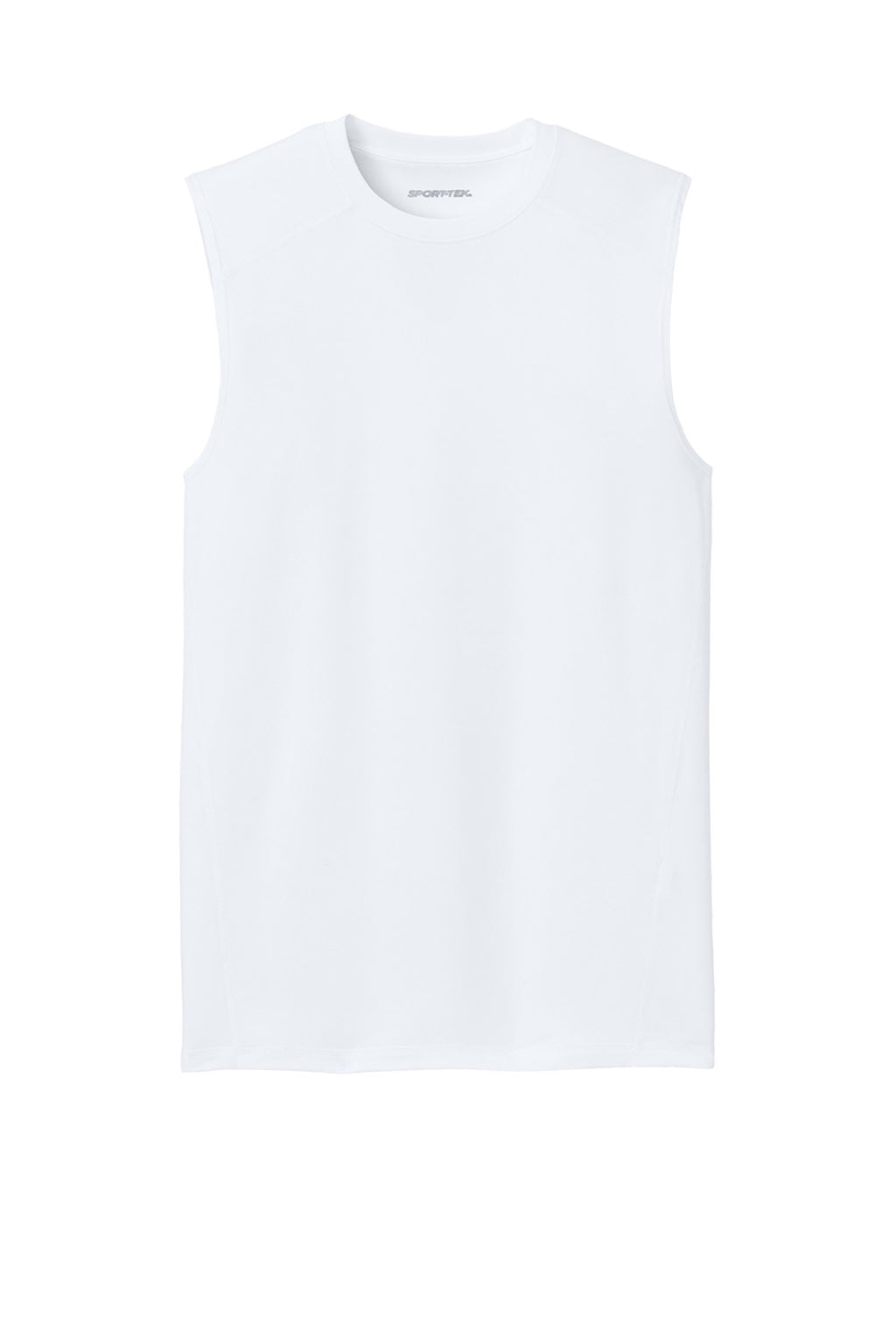 Sport-Tek ST121SL Mens PosiCharge Compression Tank Top White Flat Front