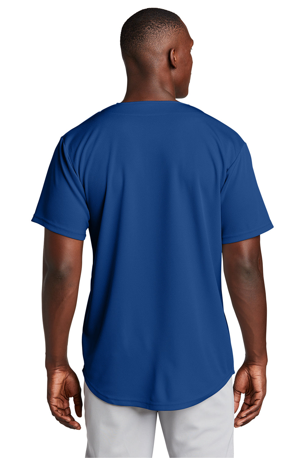 Sport-Tek ST220 Mens Tough Mesh Moisture Wicking Short Sleeve Jersey True Royal Blue Model Back