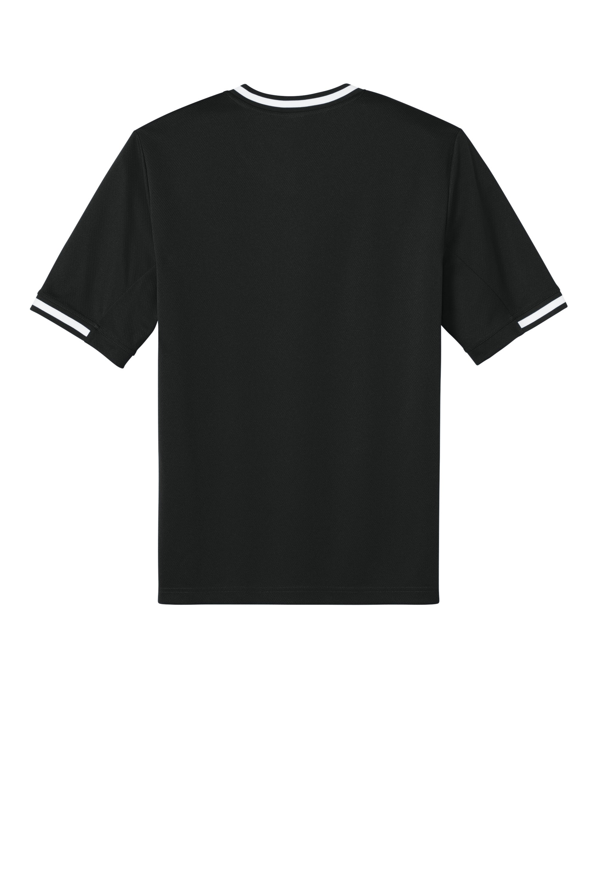 Sport-Tek ST221 Mens Tough Mesh V-Neck Baseball Jersey Black Flat Back
