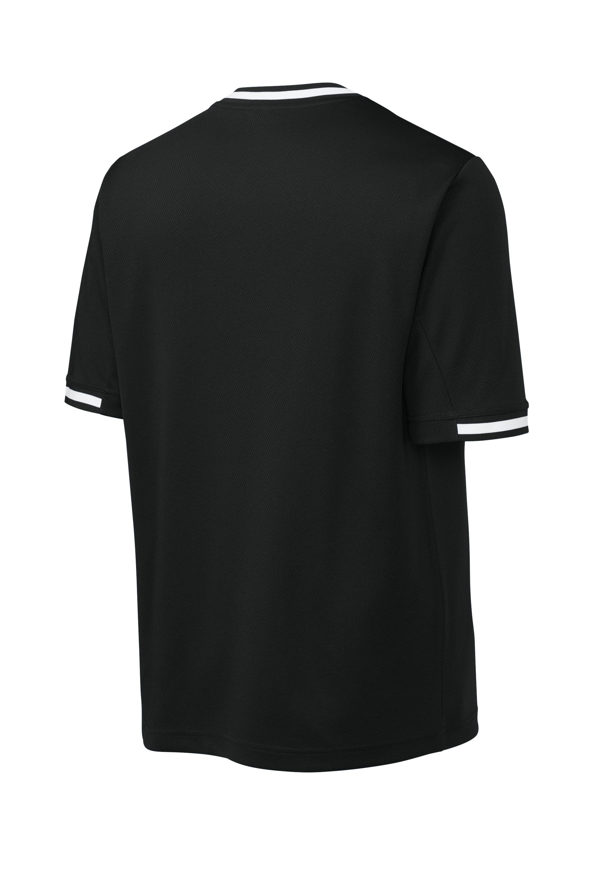 Sport-Tek ST221 Mens Tough Mesh V-Neck Baseball Jersey Black Forn Back
