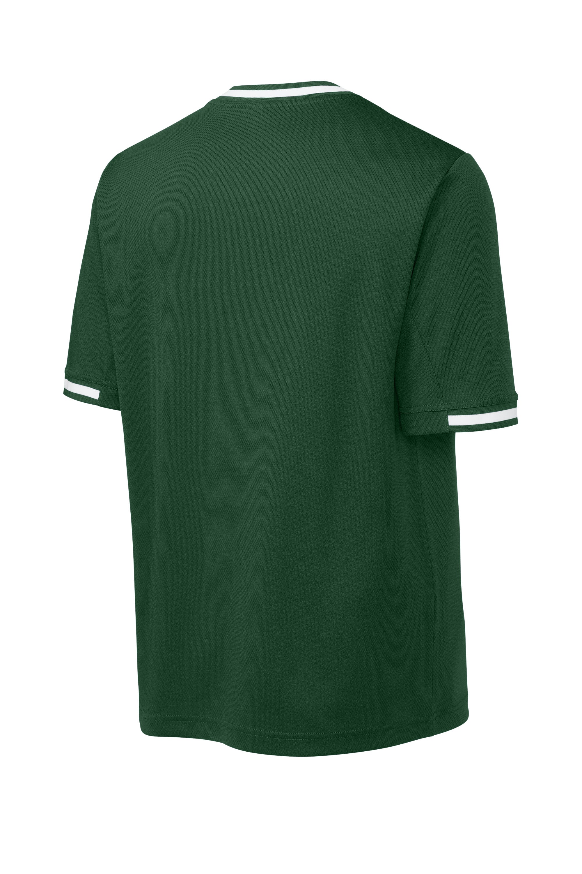 Sport-Tek ST221 Mens Tough Mesh V-Neck Baseball Jersey Forest Green Forn Back