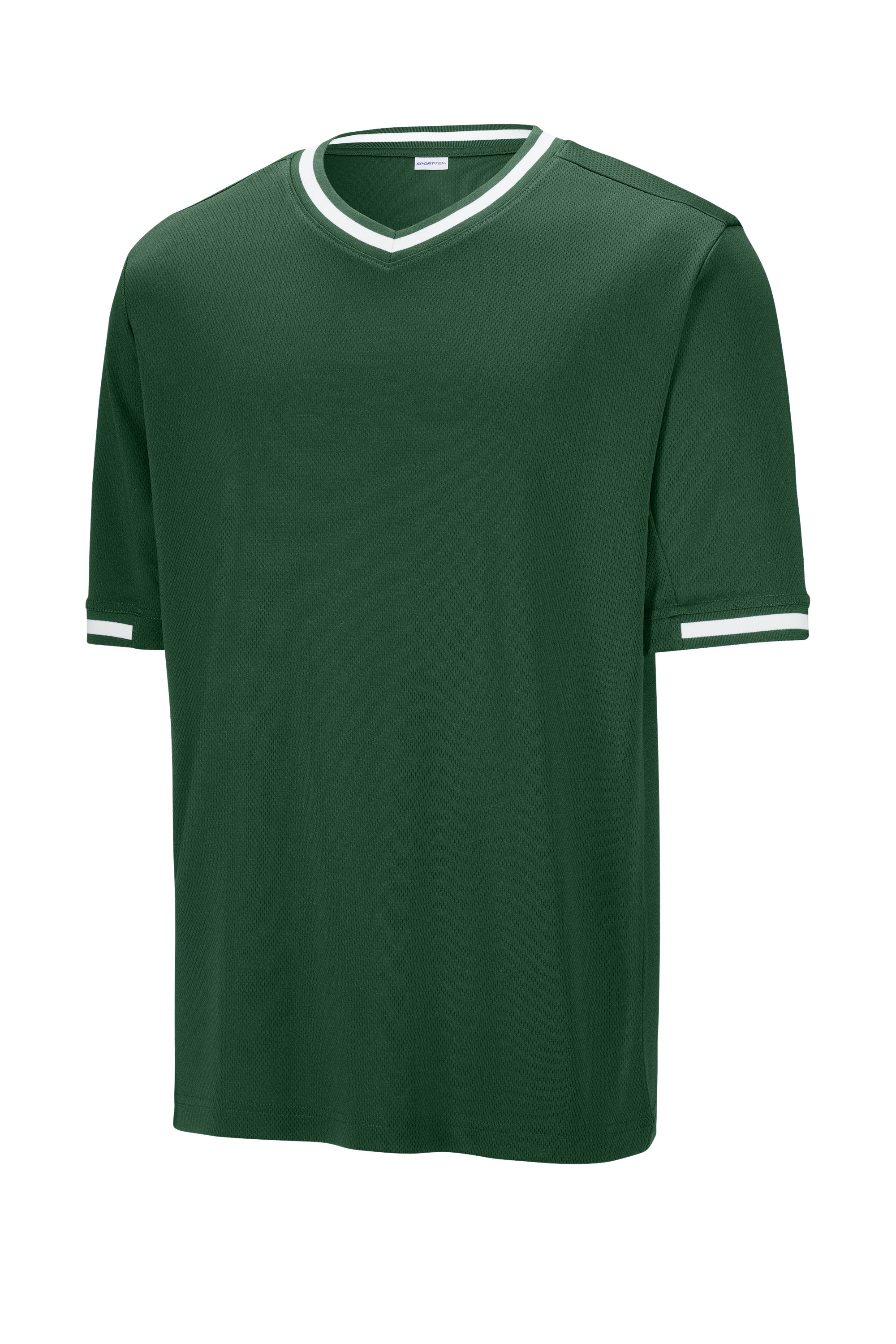 Sport-Tek ST221 Mens Tough Mesh V-Neck Baseball Jersey Forest Green Form Front