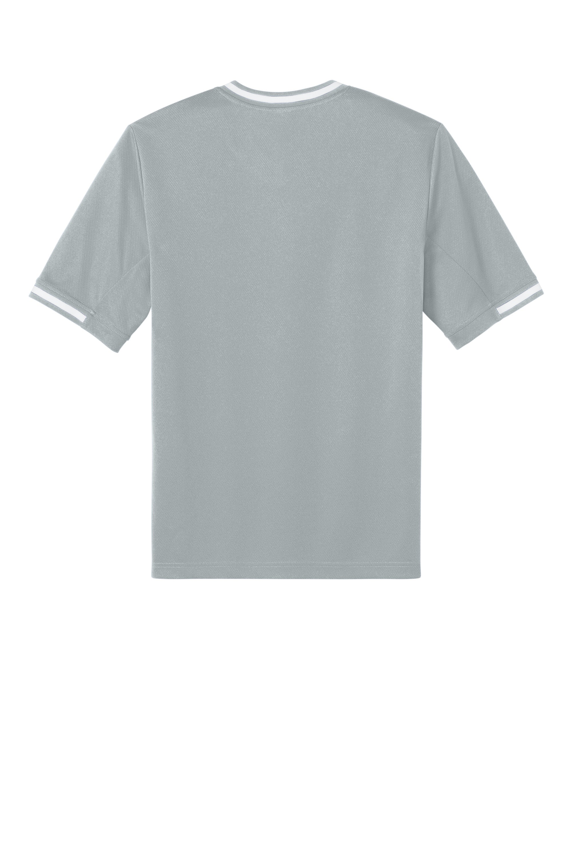 Sport-Tek ST221 Mens Tough Mesh V-Neck Baseball Jersey Silver Grey Flat Back